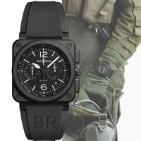 Bell&amp;Ross 黑色啞光陶瓷計時機械腕錶(BR0394-BL-CE)-42mm
