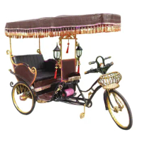 2pcs/lot 3 Wheel Vintage Pedal Boost Pedicab Rickshaw Taxi Electric Tricycle Sightseeing Car Tandem Quad Bike