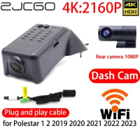 ZJCGO 4K Car DVR Dash Cam Wifi Front Rear Camera 24h Monitor for Polestar 1 2 2019 2020 2021 2022 2023