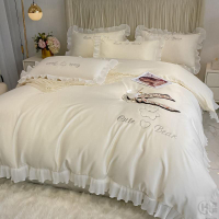 床包組 7色可選 夏季 冰絲 夏涼 公主風 真絲 絲滑 裸睡 被套 床單 枕套組 四件套 床上用品 單人 雙人床