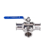 1-1/2" 38mm 304 Stainless Steel Sanitary 3 Way T Port L Port Ball Valve 1.5" Tri Clamp Ferrule Type For Homebrew Diary Product