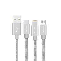 JELLICO 3合1 USB/iOS/Type-C優雅系列充電線JECGS13-銀