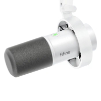 FIFINE Dynamic USB/XLR Microphone with Gain Knob/Touch-mute/Headphone Jack,Recording Mic for PC Sound Card Streaming-K688W White