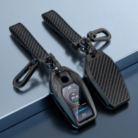 Carbon Zinc Alloy Car Key Case Cover Key Bag For Bmw F20 G20 G30 X1 X3 X4 X5 G05 X6 Accessories Shell Keychain Protection