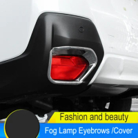 TAJIAN Car Front Rear Fog Light Eyebrow Trim Sticker 1Pair ABS Mirror Surface Fog Lamp Frame Strips Cover For Subaru XV 18-20