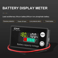 Battery Capacity Indicator DC 8V-100V Lead Acid Lithium LiFePO4 Car Motorcycle Voltmeter Voltage Gauge 12V 24V 48V 72V 6133A