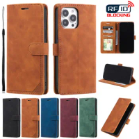 Wallet Anti-theft Brush Magnetic Flip Leather Case For iPhone 15 Pro Max 14 Plus 13 Mini 12 11 SE 2020 X XR XS Max 8 7 6 6s Plus