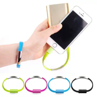 Portable Noodle Usb Charger Cable Sync Data Bracelet Wrist Band Charger for Apple IPhone 8 7 Samsung Galaxy HTC LG 22cm 500 pcs