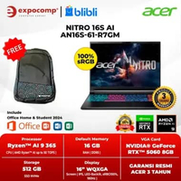 ACER GAMING NITRO 16S AI AN16S-61-R7GM BLACK AMD RYZEN AI 9-365 16GB 512GB RTX 5060 8GB GDDR7 WIN 11