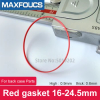 Red Gasket 0.6mm Thick 16-24.5mm O Ring Fits Watch Case Back For TISSOT 1853 Lelode Seastar PRX Repair Watches Spare Parts ,1pcs