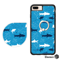 Corner4 iPhone 8 Plus / 7 Plus / 6s Plus 5.5吋雙料指環手機殼-鯊魚世界