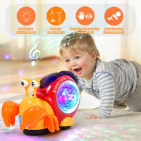 Baby Crawling Crab Toys With Music Light Up Interactive Musical Electronic Toys for Kids Infant Birthday Christmas Gift