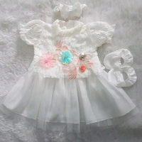 DISKON Baju Bayi bonnet little flower dress tutu cute set - A