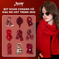 BST Khăn Choàng Màu Đỏ Hot Trend 2025 Jussy Official Khăn Len Dệt Kim Dày Ấm Sang Trọng Cho Nam Nữ Q