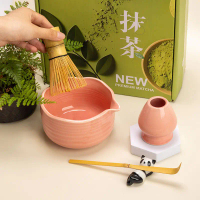 Lotus Horizontal Stripe Matcha Series Matcha Bowl Eight-Piece Set Japanese Style Bamboo Matcha Brush