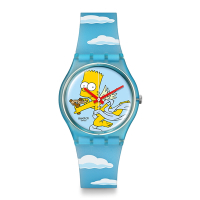 Swatch Gent 原創系列手錶 ANGEL BART 辛普森家庭 壩子邱比特 (34mm) 男錶 女錶 手錶 瑞士錶 錶