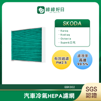 【Have Green Days 綠綠好日】適用 SKODA Superb 三代 2015~汽車冷氣濾網 HEPA濾網 GSK002 單入組