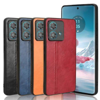 For Motorola Edge 40 Neo 5G Case Luxury Calfskin PU Leather lines Back Cover Case For Motorola Moto Edge 40 Neo Full Phone Case