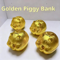 1/2 unit 6in kapasiti besar Golden Piggy Bank kanak-kanak plastik Piggy Bank Desktop hiasan kekayaan
