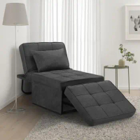 Sofa bed, 4-in-1 multi-functional single, modern sleeper convertible chair with adjustable back small sofa bed dark grey