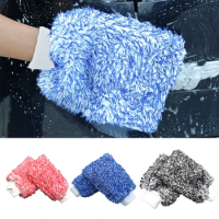 2pcs Car Wash Multifunction Thick Cleaning Glove Microfiber Automobile Wash Glove Coral Mitt Soft Anti-Scratch Detailing Brush