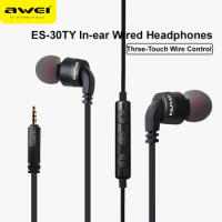 Awei ES-30/50/70TY Wired Earphone For iphone Samsung Xiaomi Earbuds Stereo Headset With Micr Metal In Ear Super Bass Earphones