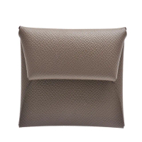 【Hermes 愛馬仕】經典Bastia系列EPSOM牛皮方型暗釦零錢包(大象灰色H041054CK-ETOUPE)