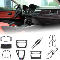 Carbon Fiber Exterior Interior Decor Headlight Switch Frame Cover Trim For BMW 3 Series E90 E92 E93 2006 - 2011 Car Accessories
