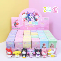 24pcs/Set MINISO Sanrio Keychain Pendant Kitty Kuromi Blind Box Random Anime Figures Pikachu Keyring Mystery Box Toys Gifts