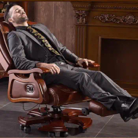 Boss chair dermis can lie massage big class chair solid wood swivel chair computer chair home lift office chair.