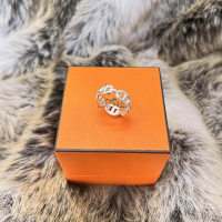 HERMES 經典限量豬鼻925純銀戒指 Chaine d Ancre