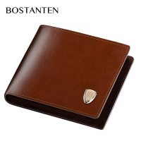 Bostanten Mens Genuine Cow Leather Bifold Wallet with Deluxe Credit Card Flip Pocket