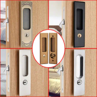 5 Styles Sliding Door Lock Interior Bathroom and Lavatory Lock Hook Invisible Move Door Lockset with Keys