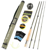 7'6'' 3WT 4Pieces Carbon Archer Fly Fishing Rod&amp;3/4WT Gunsmoke Reel Gold Line Combo Green Fly Rod Graphite 10 / 36T Carbon Fiber