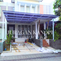 kanopi kaca SolarFlat 6mm transparan minimalis surabaya