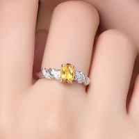 天然旺夫石黃水晶戒指女款純銀簡約指環飾品彩色寶石戒指生日禮物