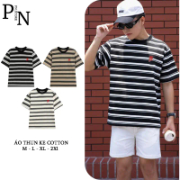 Combo 2 áo thun nam nữ PN STORE form rộng kẻ sọc chất vải cotton thoáng mát mềm mại AT06