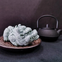 【財神小舖】鎮宅化煞-青砂石麒麟擺件(已開光/節日送禮/保平安)
