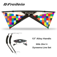 Freilein 2.3m Mosaic Quad Line Stunt Kite Acrobatic Show Sports Kite 4 x 25m x 90lb Spectra Lines + 33cm Control Handle + Bag