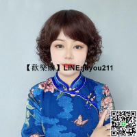 假髮女短髮真發全真人發中老年媽媽短捲髮自然遮白髮逼真假髮頭tao