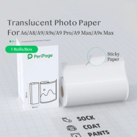 PeriPage Translucent Photo Sticker BPA-Free Adhesive Thermal Paper Roll Sticky Paper Waterproof for PeriPage A6/A8/A9/A9s/A9 Pro