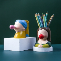 創意時尚可愛少女心筆筒擺件學生兒童辦公桌面文具化妝刷收納桶盒