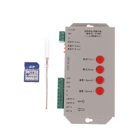 การ์ด SD, DC5V ~ 24V, T1000S, RGB LED, สูงสุด 2048 พิกเซล, ตัวควบคุมโปรแกรม, WS2812B, WS2811, WS2815
