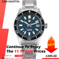 San Martin 62mas Diver Watch New 39mm Japan NH35 Enamel Dial Automatic Men Mechanical Watches Sapphire Waterproof 200m Luminous