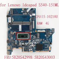 for Lenovo Ideapad S540-15IML Laptop Motherboard 81NC CPU I5-10210U RAM:4G FRU:5B20S43003 5B20S42998 100% Test Ok