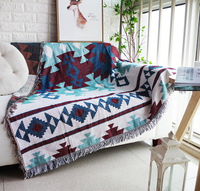 北歐幾何圖案基利姆沙發套雙人單人老虎椅頭等艙沙發毯沙發巾雙面