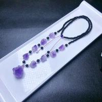 Wholesale 2pcs/pack Natural Amethyst Geode Point Necklace,Genuine Semi-Precious Gem Stone Jewelry With Chain