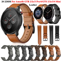 20 22mm Leather Bracelet For Amazfit GTR 4/3 Pro Strap For Xiaomi Amazfit Stratos/GTS2e/GTR2/GTR 2e/GTR3/GTS 3/42 47mm Watchband