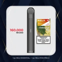 RELX Bundle Essential Black Device and Pod (Isi 1 Pod) Oolong Ice Tea