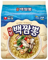 《 Chara 微百貨 》 韓國 農心 白炒 海鮮 牡蠣 拉麵  4入 家庭號  泡麵 即食 美食
